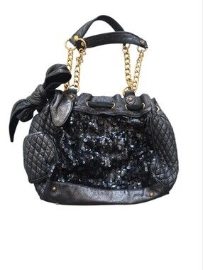 Juicy Couture Daydreamer Authentic Vintage Glitter Bag Purse Tote Bow Charm Y2k